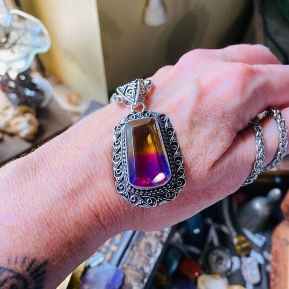 Sterling Purple/Yellow Tourmaline Necklace - Picture 2 of 4